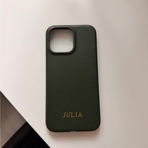 Inserif MagSafe Personalized Green Pebbled Leather Phone Case iPhone 15 Pro Max